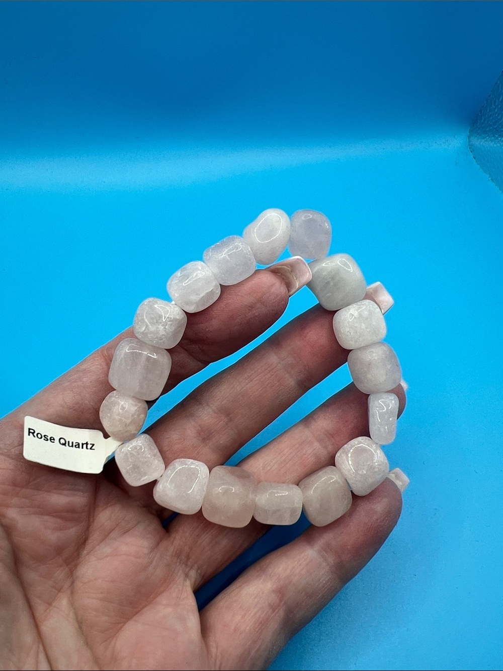 Rose Quartz Beaded Stretch Bracelet - Pink